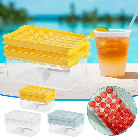 2Pcs Frozen Shape Maker under $5! Yrmaups Two in One Frozen Shape Tray with Lid, Silicone Frozen Shape Molds for Spheres and Cubes, Stackable Frozen Shape Storage Box with Scoop