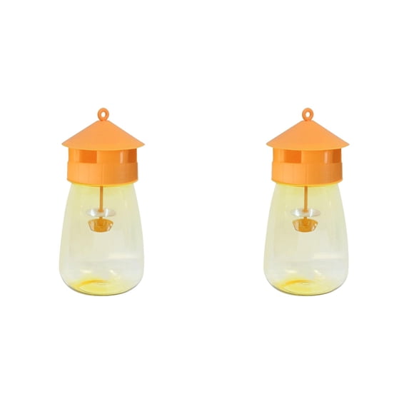 2Pcs Fruit Fly Traps, Indoor Gnat Trap for Home Kitchen & Houseplants, Reusable Non鈥慣oxic Flying Insect Catcher with Pagoda Lid, Transparent Yellow PVC Insect Trap
