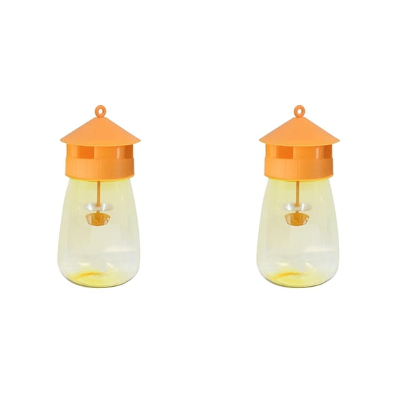 2Pcs Fruit Fly Traps, Indoor Gnat Trap for Home Kitchen & Houseplants, Reusable Non鈥慣oxic Flying Insect Catcher with Pagoda Lid, Transparent Yellow PVC Insect Trap