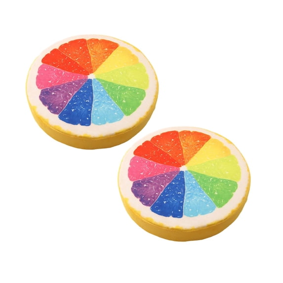 2Pcs Fruit Pillow 15.35x15.35x2.76 Inch Fruit Slice Round Throw Pillows With Sponge Stuffed Floor Cushion For Home Camping Tent Cushion