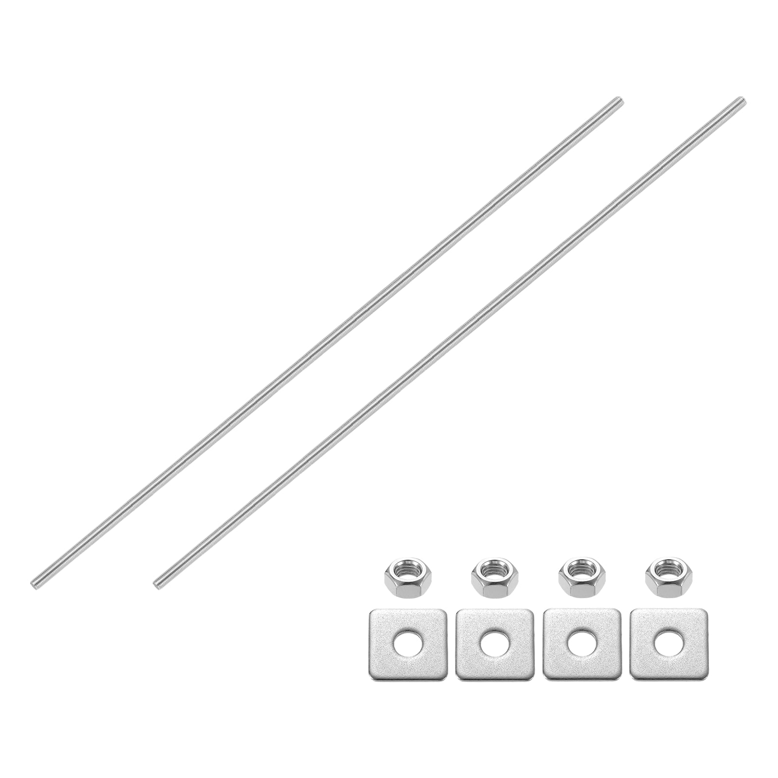 2Pcs Fully Threaded Rod, M10 x 500mm 201 Stainless Steel with Nuts Washers