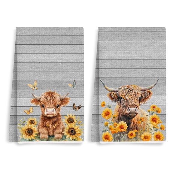 2Pcs Funny Cat Kitchen Towels 26x18 Inch, Humorous Cats Hair Hand Towels for Kitchen Home Bathroom Decor, Absorbent Soft Microfiber Dish Cloth Tea Towel, Cat Lover Gifts for Women