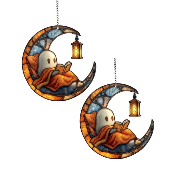 2Pcs Funny Reading Hanging Acrylic Wall Ornament For Bedroom Living Room Indoor And Outdoor Decoration Hangs Home Decor Halloween Decor