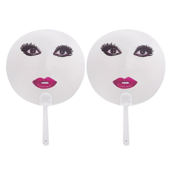 2Pcs Funny Round Fan Big Eye and Red Lip Handheld Fan Hot Weather Decoration for Indoor Outdoor Music festivals