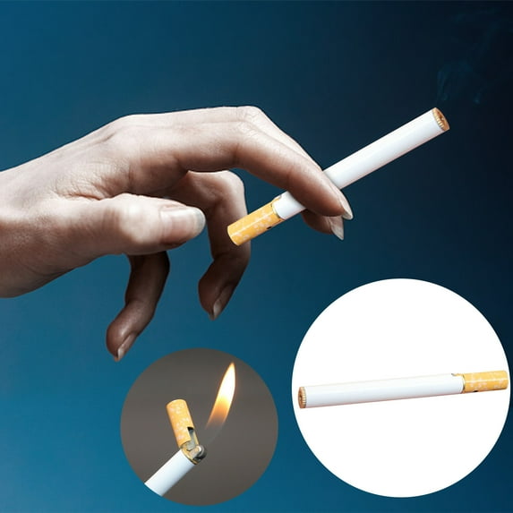 2Pcs Funny Windproof Cigarette Shaped Lighter, Inflatable Portable Grinding Wheel Lighter, Butane Torch Lighter, Mini Metal Lighter, Suitable for Kitchen, Barbecue, Campsite, Gift for Men
