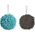 thumbnail image 1 of 2Pcs Fuzzy Ball Hand Towel, Soft, High Absorbent, Microfiber, for Instant Drying of Hands, for Home,Kitchen,Bathroom, Washstand, Powder Room Gadgets (Blue+Gray), 1 of 7
