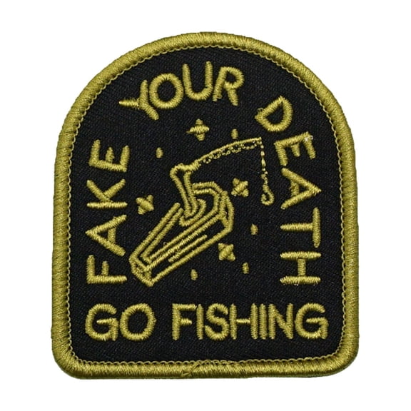 2Pcs GO FISHING Embroidered Appliques Patch with Hook and Loop Backing- Punk Style Crochet Badge Suitable for Vests,Jackets, Backpacks,and Clothing
