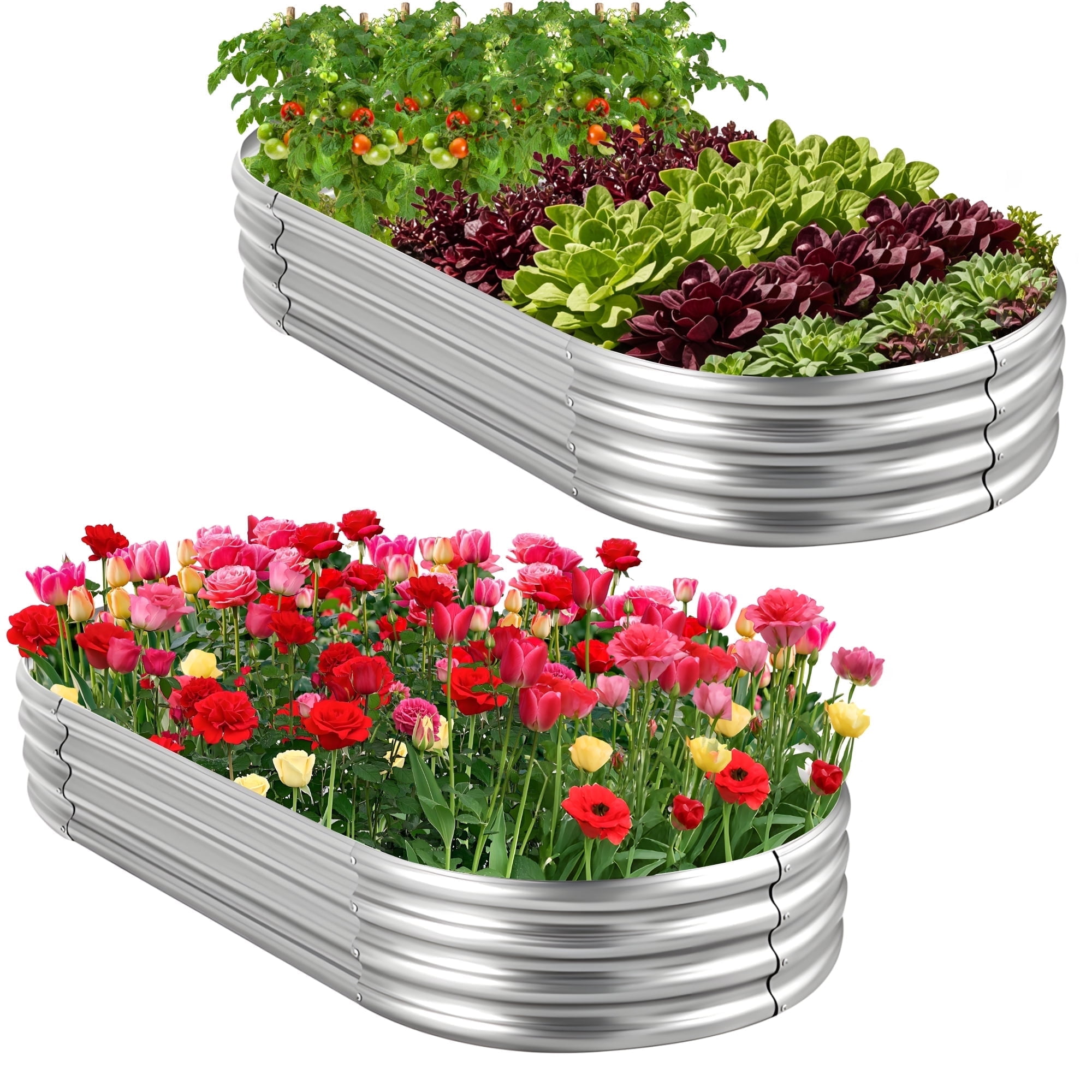 2Pcs Galvanized Raised Garden Bed, UNTIMATY 6×3×1 ft Large Metal Planter Boxes Outdoor, Metal Garden Bed Planter for Vegetables Flowers Herb - Walmart.com