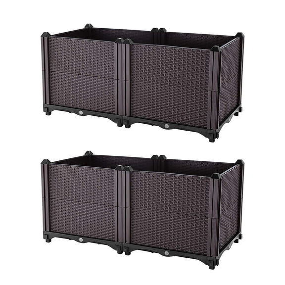 2Pcs Garden Bed  Plant Growth Box with Self-watering System for Perfect for Garden Patio Balcony Deck High Ground to Planting Flowers Vegetables Tomato and Herbs 23.6x11.8x13.8in