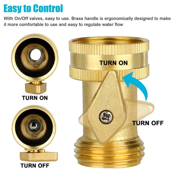 2Pcs Garden Hose Quick Connector Hose Shut Off Valve, Heavy Duty Brass 3/4" Garden Hose Connector with Extra Pressure Washer