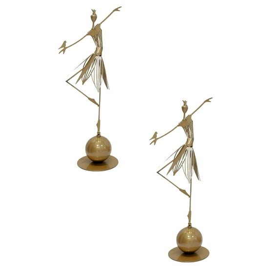 2Pcs Garden Metal Decoration Metal Decor For Garden Bird Dancing Girl Butterfly Dancing Girl Outdoor Decorations Outdoor Metal Statue For Farmhouse Footpath 13.8Inch