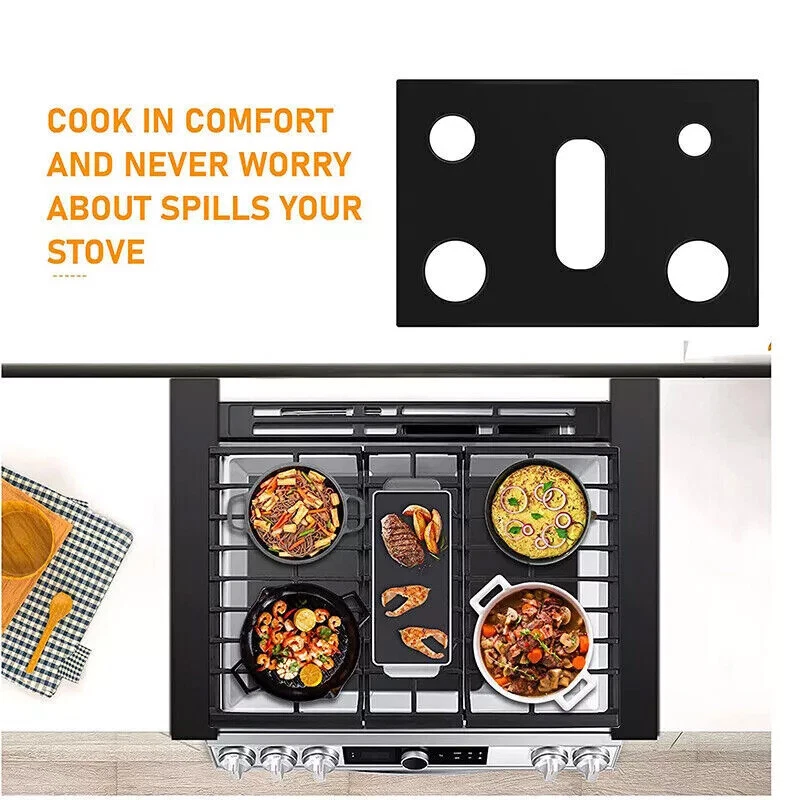 2Pcs Gas Range Stove Top Burner Cover Protector Reusable Non-Stick Liner Kitchen