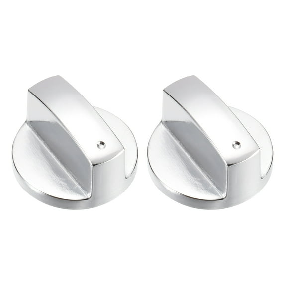 2Pcs Gas Stove Knob, 8mm Cooker Replacement Knobs, Durable Metal Surface Switch for Kitchen Cooktop(Silver Tone)
