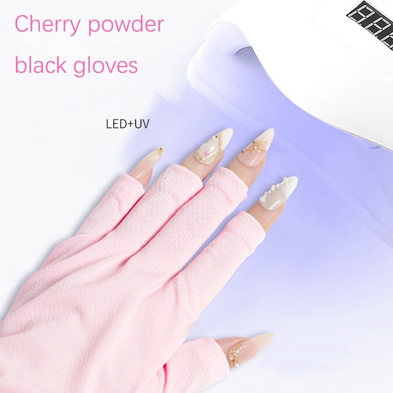 2Pcs Gel Nail Lamp Shield Gloves, UV Protection Gloves for Manicures, Stretchy Fingerless Hand Gloves for Nail Art Curing, Washable Breathable Glove for Salon Nail Lamp Protection