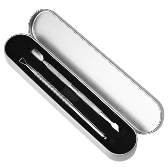 2Pcs Gel Nail Polish Removal Tool Stainless Steel Dead Skin Cuticle Peeler Scraper Cuticle Pusher & Spoon Double-ended Nail Cleaner Manicure & Pedicure Tools With Stainless Steel Box