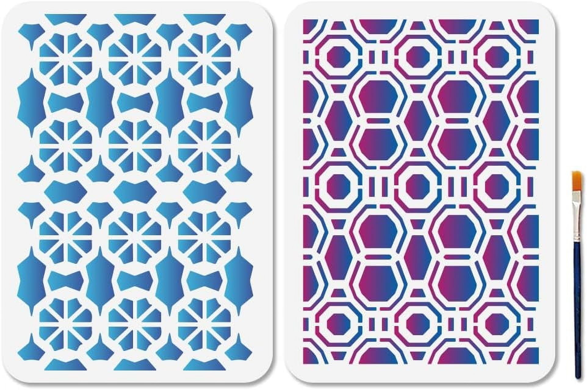 2Pcs Geometry Stencil 11.7x8.3inch Reusable Hexagonal Stencil with ...