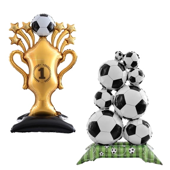 2Pcs Giant Soccer Balloons Champion Trophy Balloons World Cup Soccer Party Decorations World Cup Decor Soccer League Champions Trophy Decor Sports Football Ball Fans Birthday Party Decoration