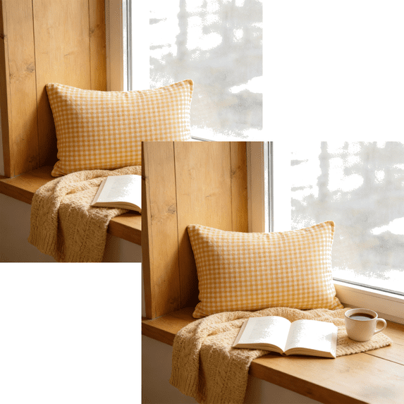 2Pcs Gingham Pillowcases Standard Size Pillow Plaid Pillowcases, Grid Checkered Gingham Washed Cotton Pillow Covers with Envelope Closure, Soft & Durable (29''x19'',Yellow)