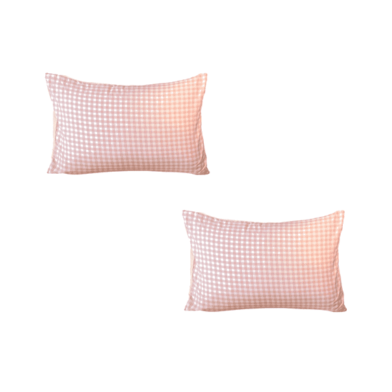 2Pcs Gingham Pillowcases Standard Size Pillow Plaid Pillowcases, Grid Checkered Gingham Washed Cotton Pillow Covers with Envelope Closure, Soft & Durable (29''x19'',Pink)