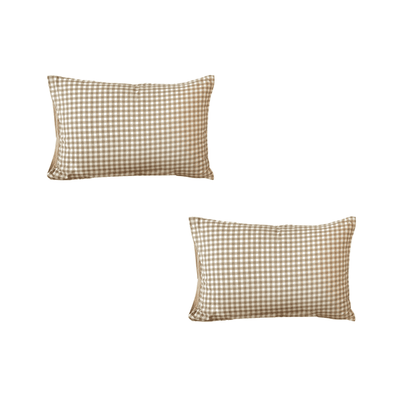 2Pcs Gingham Pillowcases Standard Size Pillow Plaid Pillowcases, Grid Checkered Gingham Washed Cotton Pillow Covers with Envelope Closure, Soft & Durable (29''x19'',Brown)