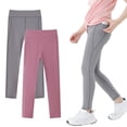 thumbnail image 1 of 2Pcs Girls Footless Leggings Kids Athletic Dance Yoga Running Legging Shark Pants Skinny Workout Pants with Pocket 4-12Y, 1 of 12