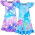 thumbnail image 1 of 2Pcs Girls Nightgowns 3-8 Years Unicorn Sleepwear Night Sleep Dress Pajamas Little Kids Toddler Soft Nightgown, 1 of 6