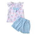 thumbnail image 1 of 2Pcs Girls Outfits Sets Spring Print Cotton Sleeveless Tops Shorts Set Foe 2-4Y, 1 of 6