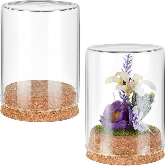 2Pcs Glass Bottles Cork Stoppers Clear Wishing Bottle Miniature Message Glass Bottle Vial Cork Bead Container Glass Favor Jars with Cork Lids for Party Wedding 2.3" x 3"