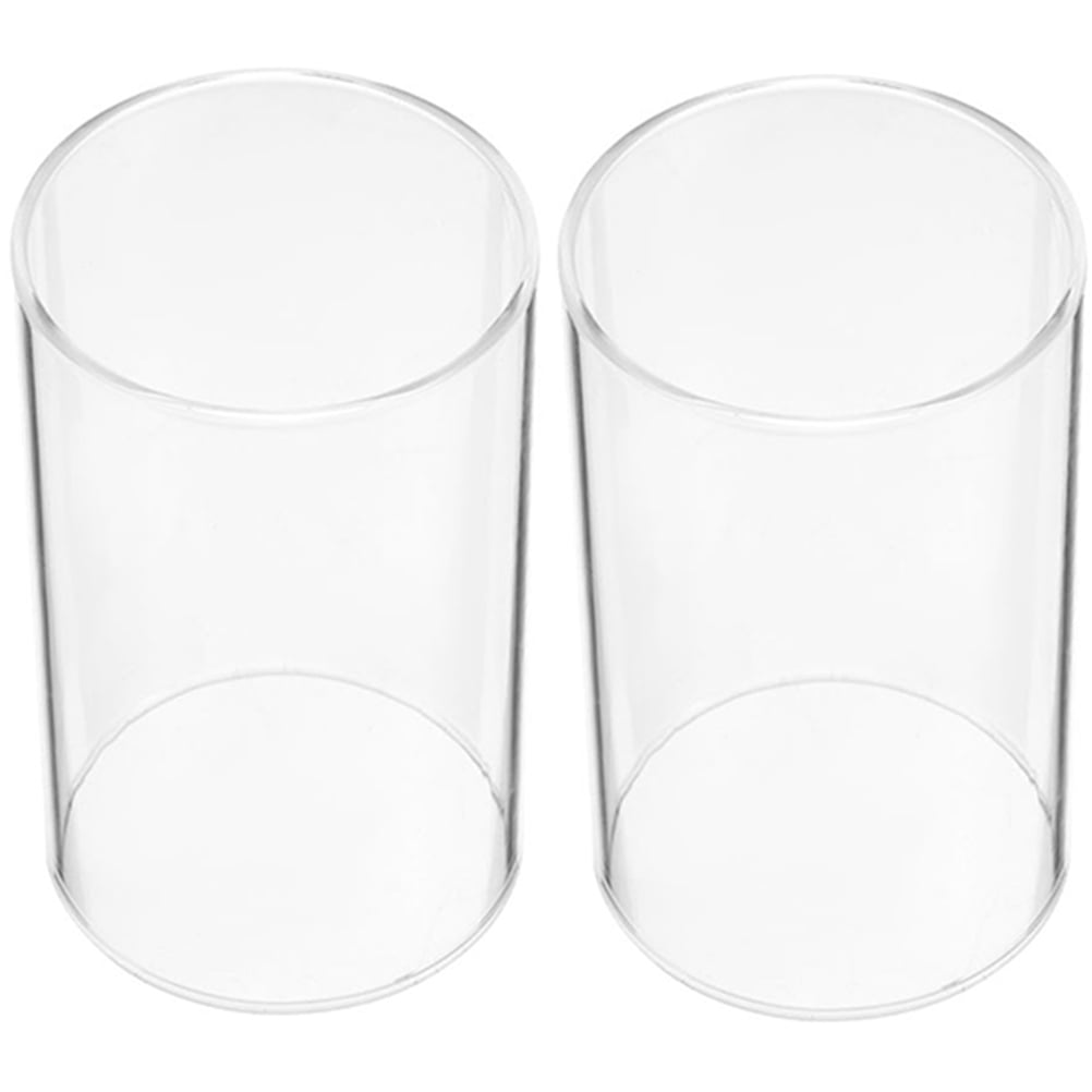2Pcs Glass Candle Chimney Candle Holder Tube Shade Glass Cylinder Open