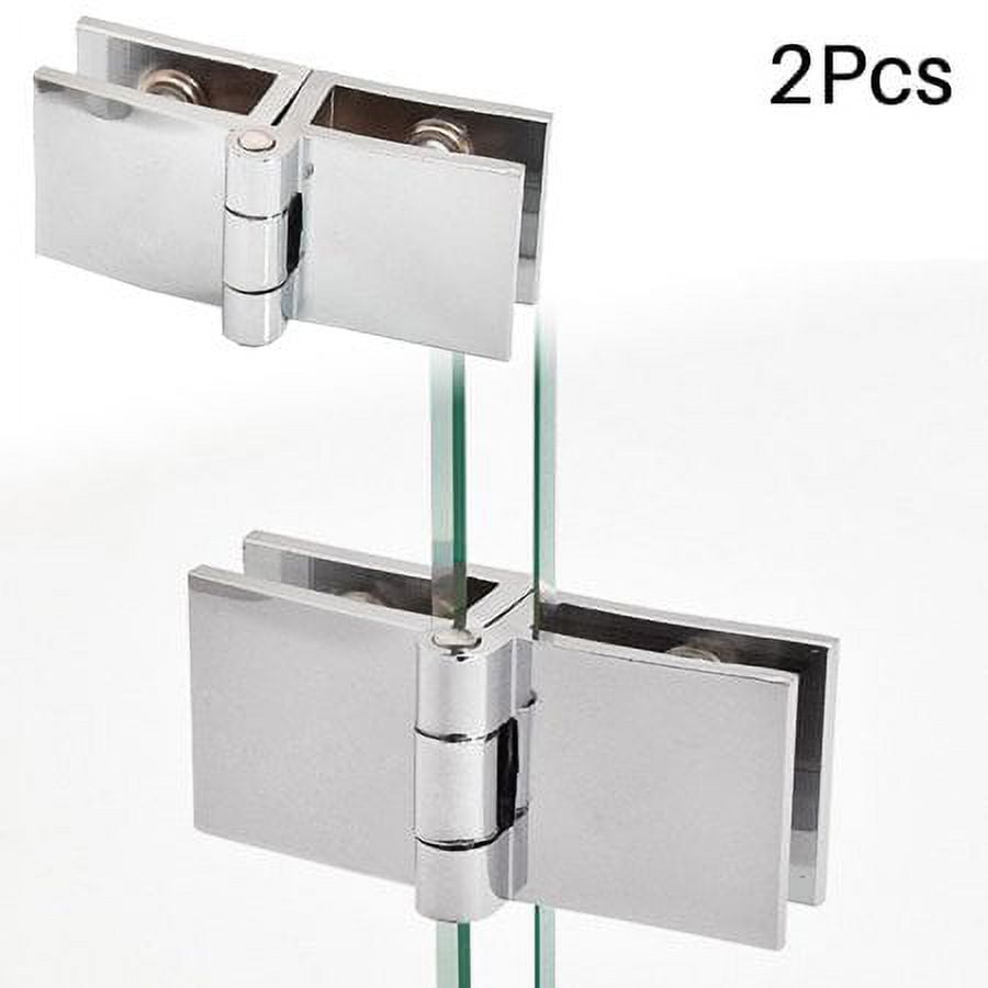 2Pcs Glass Door Hinges,0°/90°/180° Pivot No Drilling Glass Door Clamp