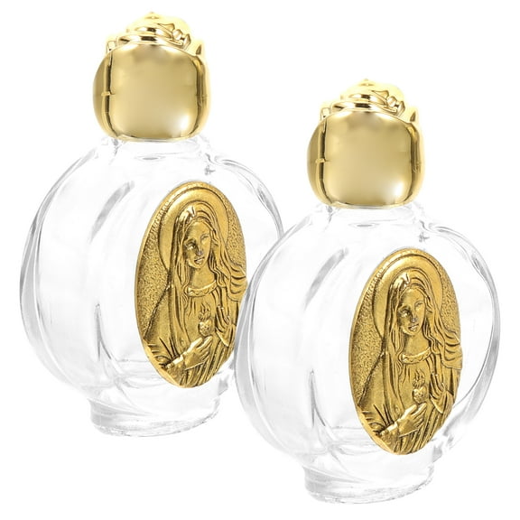 2Pcs Portable Catholic Holy Water Bottle Small Empty Glass Blessing Water Bottle