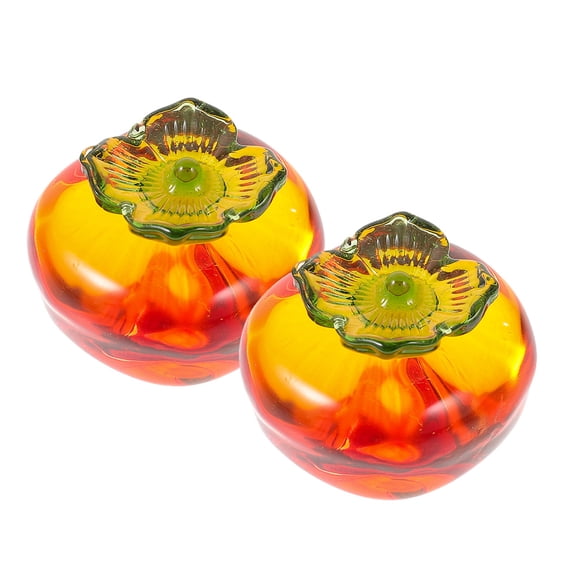 NIAIZEK Glass Persimmon Tabletop Decor Set, Yellow, 2 Pieces - Elegant Home Decoration