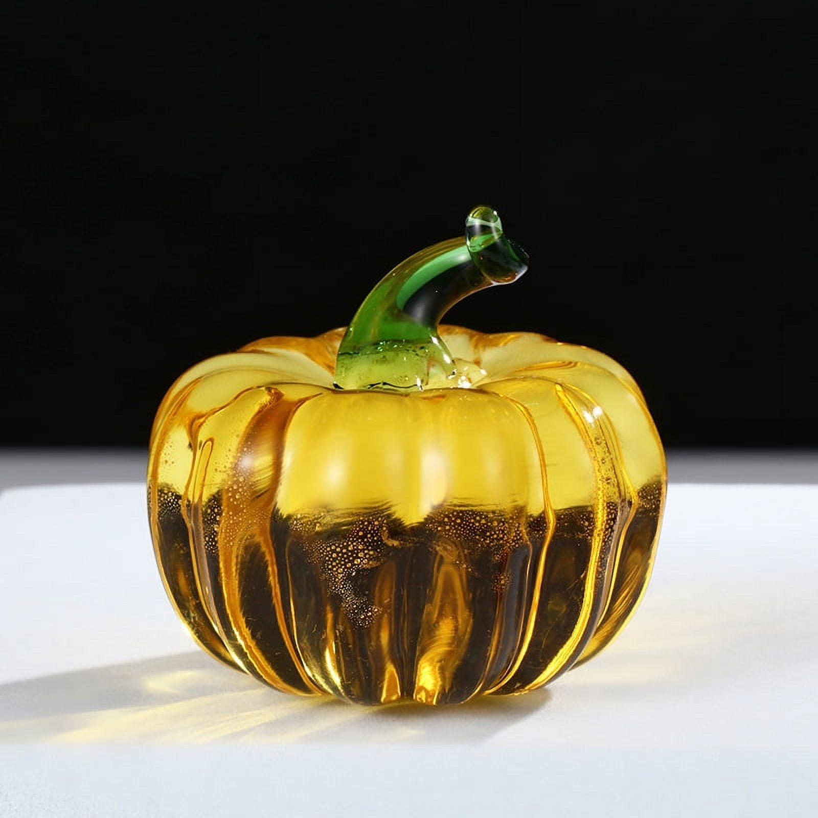2Pcs Glass Pumpkin Small Craft Desktop Pumpkin Decoration Photo Prop
