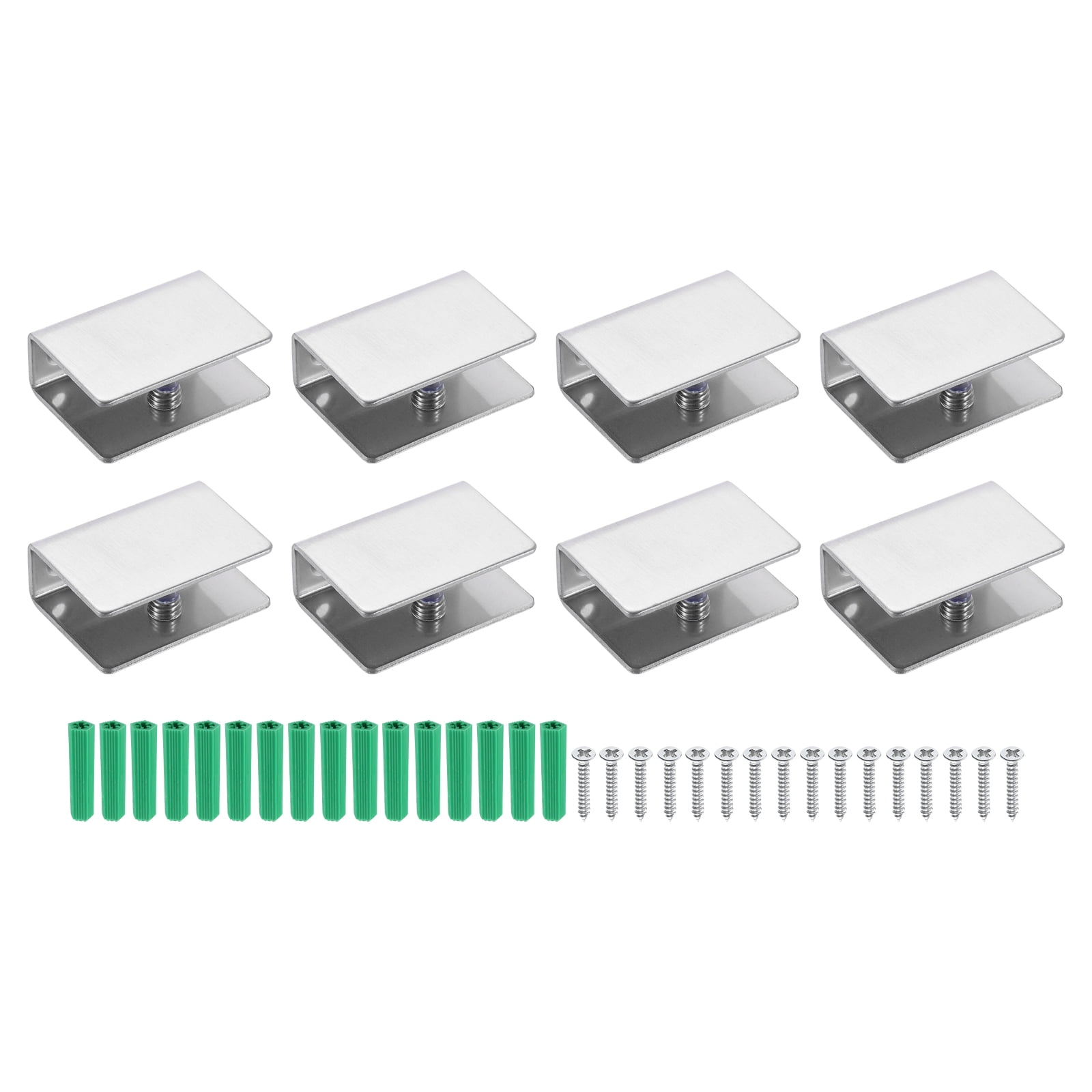 2Pcs Glass Shelf Bracket, Adjustable Brushed Glass Shelf Bracket, Wall Mount Glass Shelf Holder Fixture Glass Clip for 10-12mm(0.39"-0.47") , Silver
