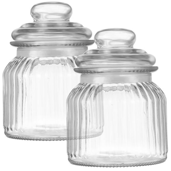 2Pcs Glass Storage Jar Christmas Candy Jar Glass Cookie Jar Party Candy Jar Dried Fruit Storage Jar