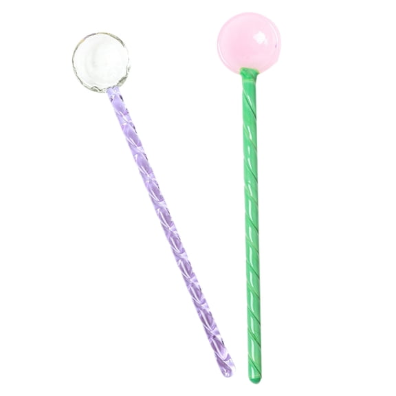 2Pcs Glass Teaspoons Heat Resistant Glass Stirrers & Spoons for Espresso Coffee Tea Ice Cream Dessert