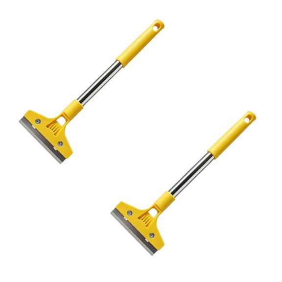 2Pcs Glass Tile Adhesive Remover Shovel, Long Window Cleaning Scraper For Glass Tile And Floor Surfaces, Wide Blade Razor Scraper With Extended Handle, Shower Scraper And Wallpaper Removing Tool