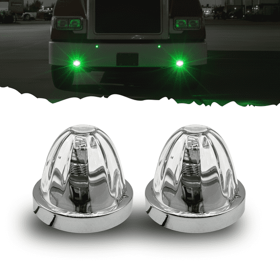 All Star Truck Parts Glass Watermelon LED Marker Lights, Clear Lens, Turn Signal Fender Bumper Under Glow w/ Bezel, Truck Fit 2-Pack Clear
