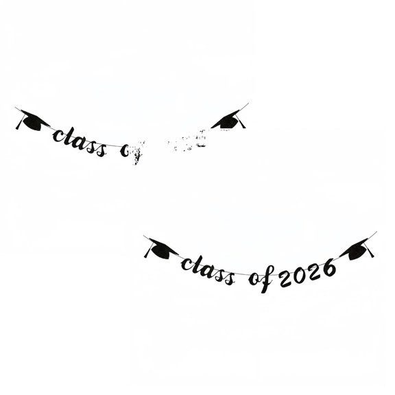 2Pcs Glitter "Class Of 2026" Graduation Banner â Strung Graduation With Mortarboard Graduation Party For 2026 Commencement Congrats Gr Event Party