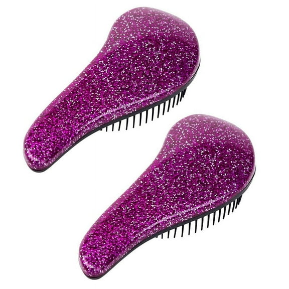 2Pcs Glitter Handle Detangling Comb Shower Hair Brush Detangler Salon Styling Tool Hairbrush()