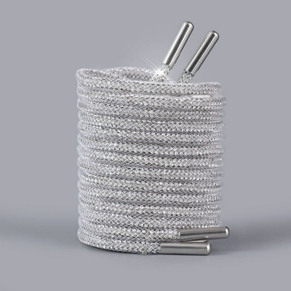 2Pcs Glitter Rhinestone Rope with Net, Sparkly Crystal Shoe Laces, Bling Round Drawstring Cords Replacement for Hoodies Sweatpants Shorts Shoes Bags Accessories - 47 inch / 120 CM