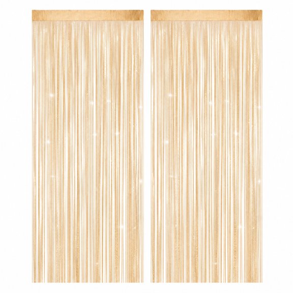 2Pcs Glitter String Curtains for Doorways, Champagne Curtains Fringe Curtain with Tassels, 79 x 39 Inch Glitter Curtains for Partition Decoration, Wedding, Living Room, Bathroom, Coffee Shop