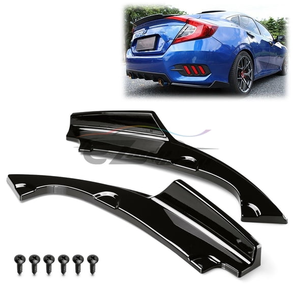 2Pcs Gloss Black Rear Bumper Lip Diffuser Splitter For 2016 2017 2018 Honda Civic