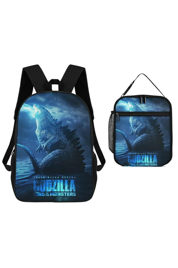 2Pcs Godzilla Backpack With Godzilla Lunch Bag, Fans Gift, Godzilla Back to Backpack Godzilla Backpack