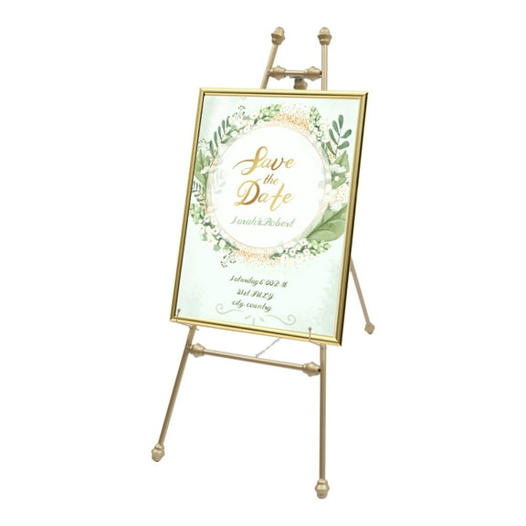 2Pcs Gold Adjustable Art Exhibition Display Easel Stand Iron Wedding Photo Frame