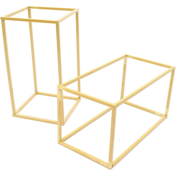 2Pcs Gold Centerpiece for Wedding 40cm/15.8inch Metal Geometric Column Flower Stand for Wedding Flower Vases Centerpiece Decorations for Wedding, Party, Home Decor