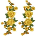 thumbnail image 1 of 2Pcs Gold Embroidered Flower Patches Sew On Rose Bouquet Applique Retro Floral Pair Polyester Ornament for Headpiece Clothing Bag Jeans Pants Wedding Bridal Garments Sewing Embellishments Goldenrod, 1 of 9
