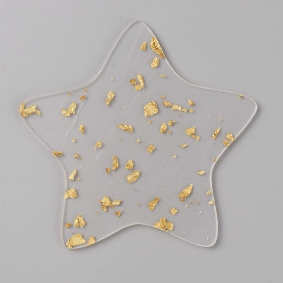 2Pcs Gold Foil Acrylic Irregular Coasters Clear Star Shaped Cup Mats Transparent Heat Resistant Table Drink Cup Mat for Gifts Home Kitchen Decor