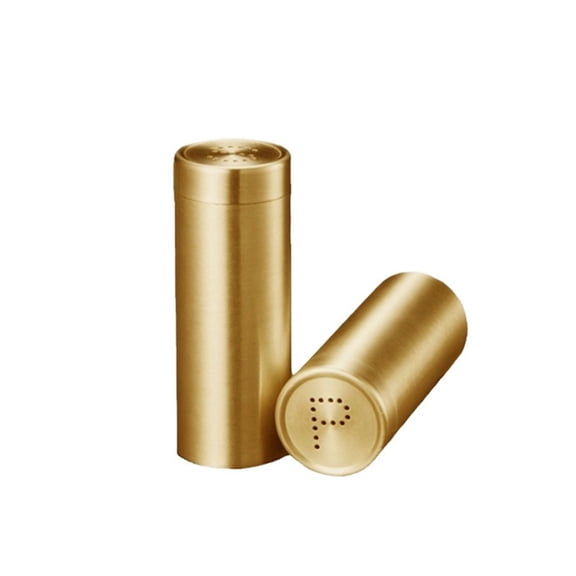 2Pcs Gold Spice Shakers, Stainless Steel Rustproof Seasoning Jar for Salt, Sugar, Pepper, Paprika Screw Top Spice Bottles, Kitchen Cooking Accessories