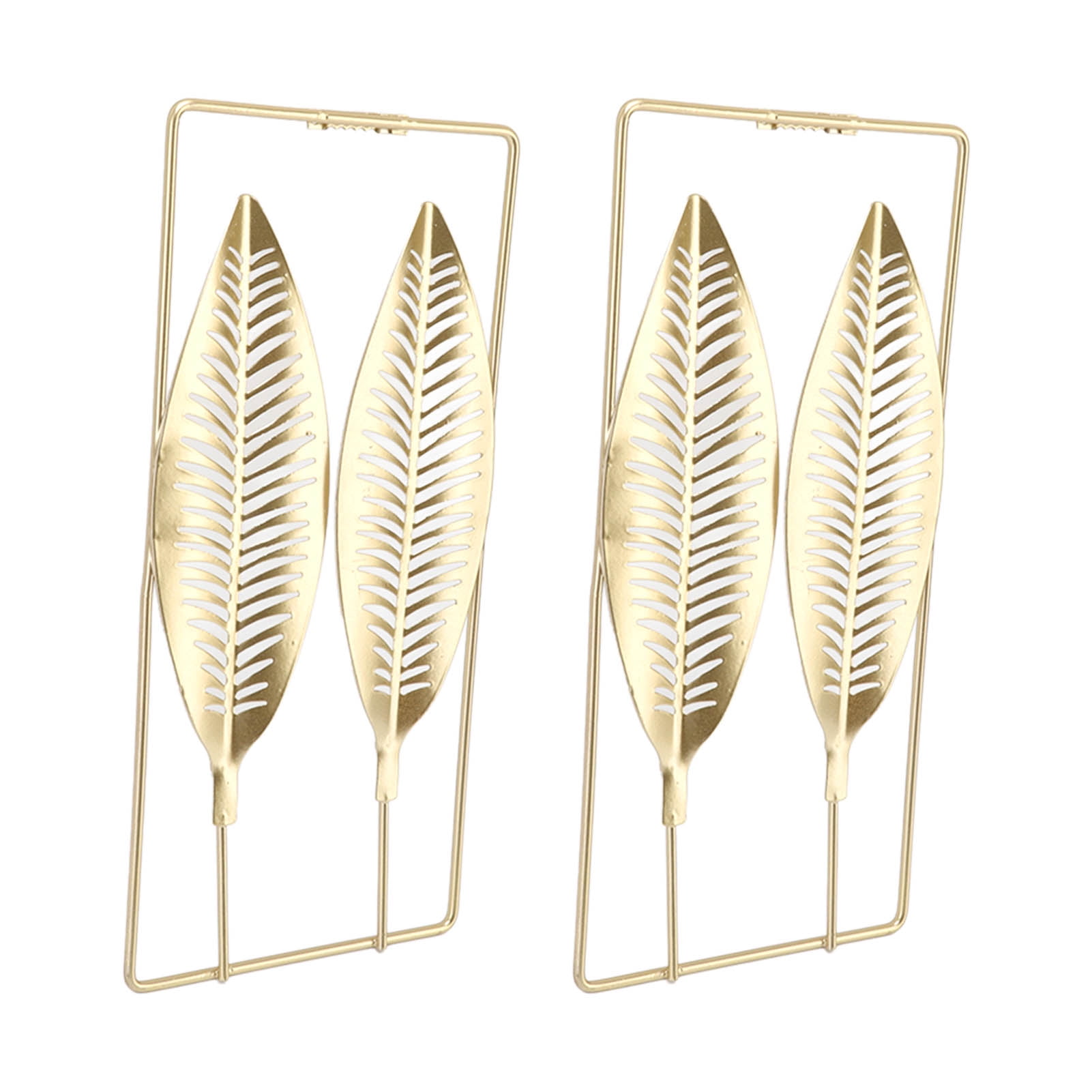2Pcs Gold Wall Decor, 11.6 Inch Gold Metal Feather Sculpture For Living